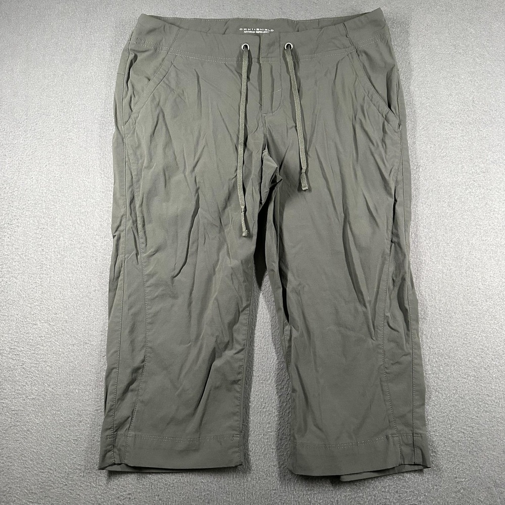 Columbia Omni-Shade Capri Pants Womens 18 Gray Drawstring Hiking Stretch
